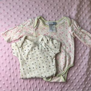 Floral and Dot Onesies 0-3 Months